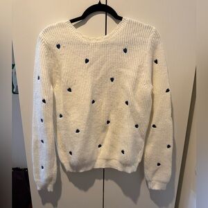 BerthieSweater with Blue Heart Accents - interchangeable front-back wear options